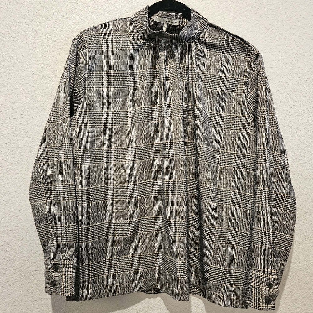 Oak + Fort Mock Neck Long Sleeve Blouse Top OS